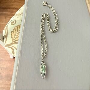 Uno de 50 Green Crystal Pendant Long Necklace